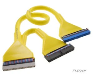 Yellow 24-inch rounded ATA133 IDE cable with three connectors