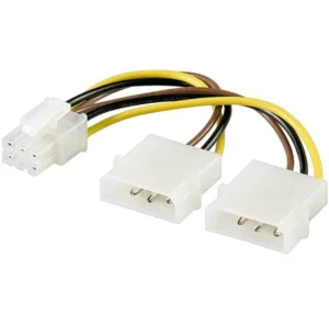 Two 4-pin Molex to one 6-pin PCIe power adapter cable