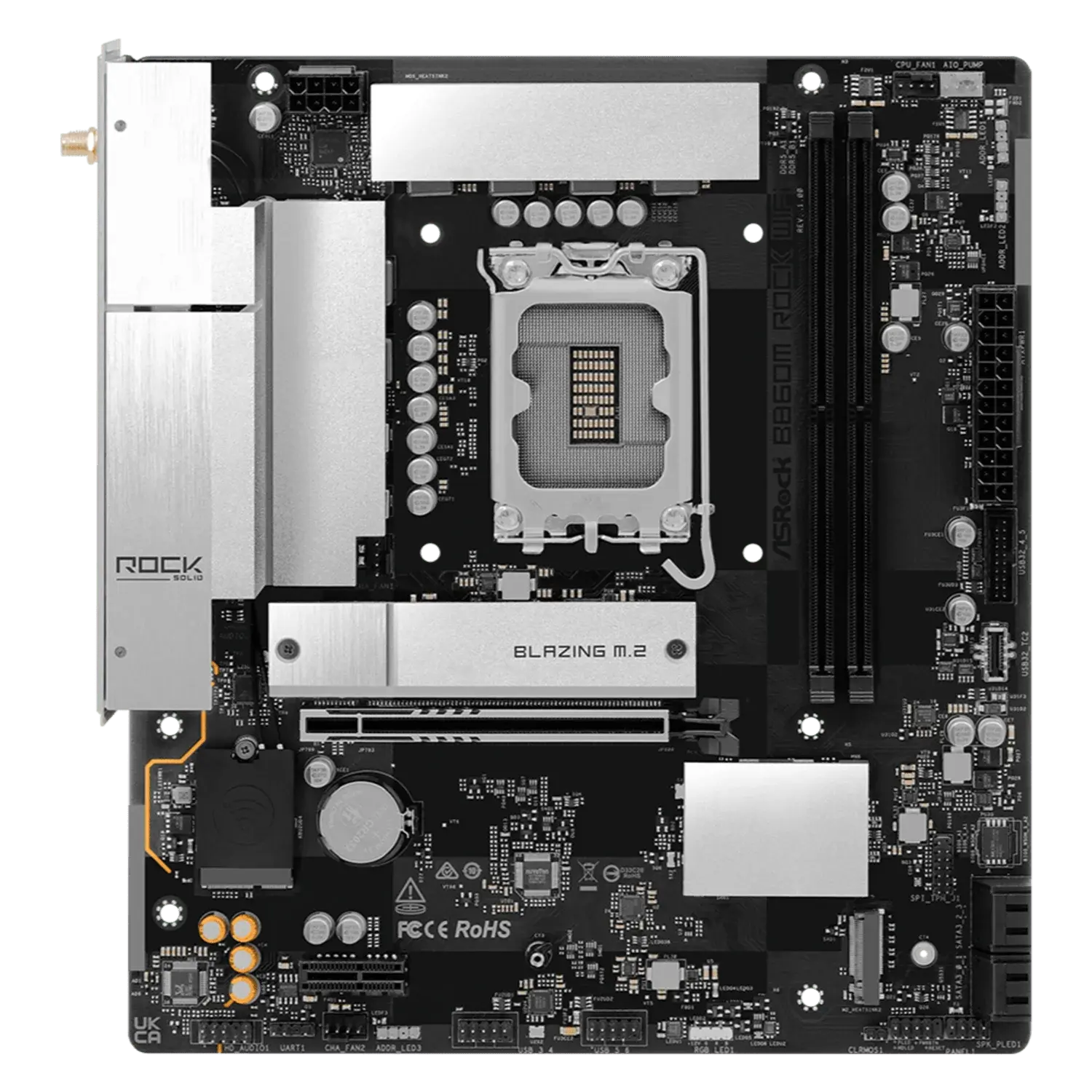 ASRock B860M Rock WiFi Intel LGA1851 MATX Gaming Motherboard