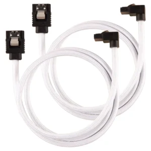 Corsair Premium Sleeved SATA 6Gbps 60cm 90° Cable - White