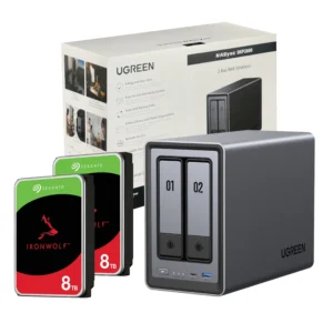 UGreen NASync DXP2800 2 Bay NAS with Seagate Ironwolf NAS 16TB SATA Hard Drive V2 Bundle (2x 8TB)