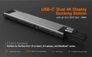 j5create JCD551 USB-C Dual 4K Docking Station with M.2 SSD slot