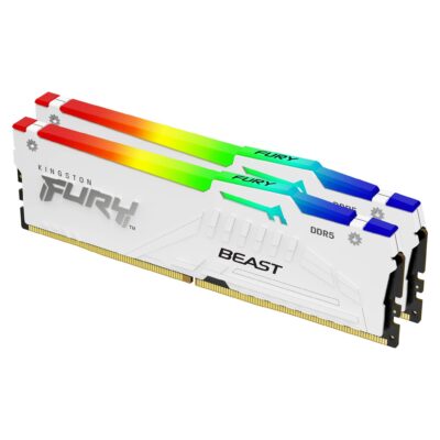 Kingston Fury Beast RGB - 16GB x2 (32GB) , DDR5 - 5600MT/s , CL36 , White