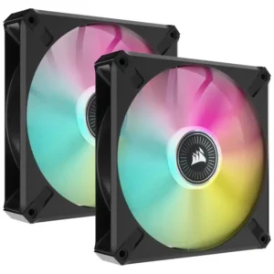 Corsair iCUE ML140 RGB Elite 140mm PWM Fan Twin Pack with Lighting Node CORE - Black