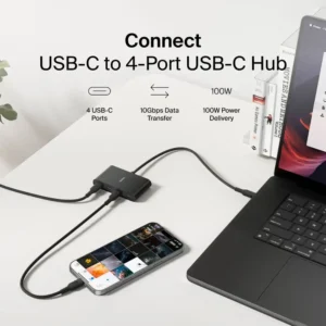 Port Connect USB Type-C to 4-port USB-A 3.0/2.0 Hub