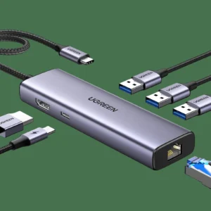 UGREEN 6-in-1 Type-C Hub with 4K HDMI, 100W PD and 10Gbps USB Ports – Grey