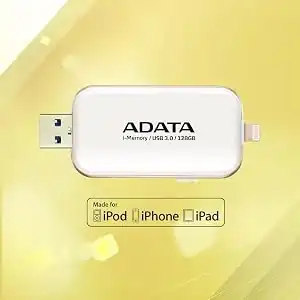 ADATA i-Memory UE710 128GB Lightning and USB 3.0 Flash Drive - White