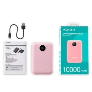ADATA C100 Digital 10000mAh 20W Power Bank - Pink