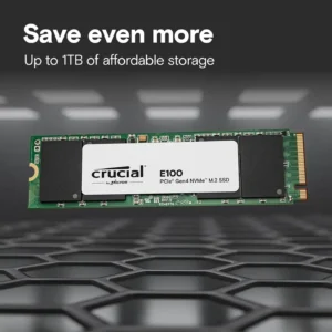 Crucial E100 480GB PCIe Gen4 2280 NVMe M.2 SSD